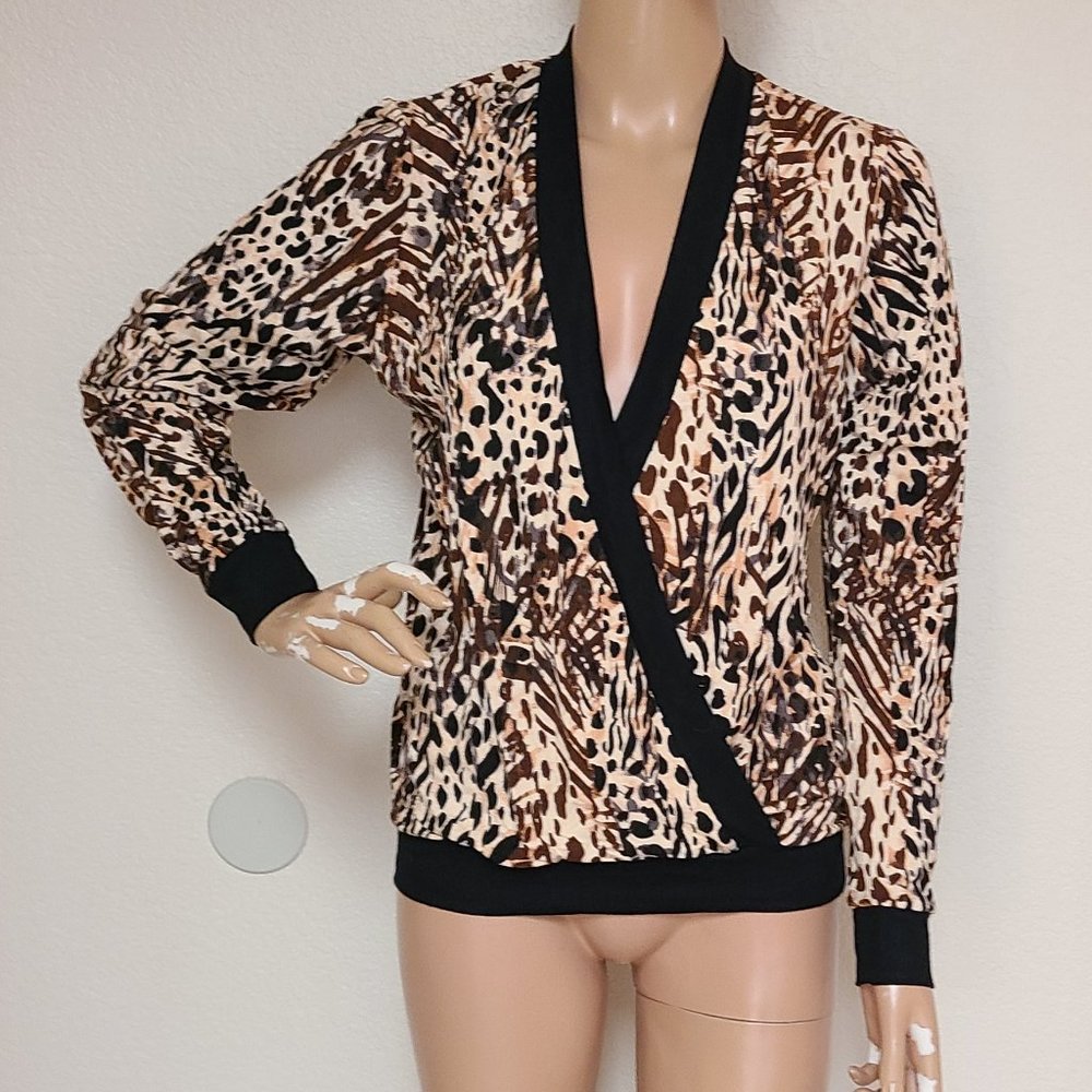 Cosabella Animal Print Wrap Top with Black Trim
